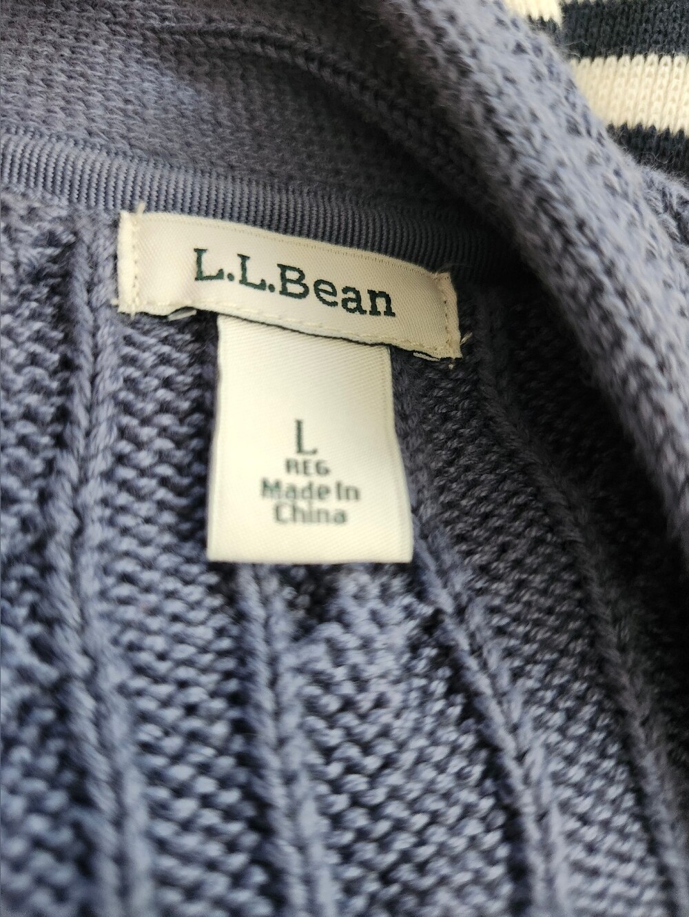 L.L. Bean Cable Knit Button-Up Sweater Cardigan Blue, L - Picture 7 of 9